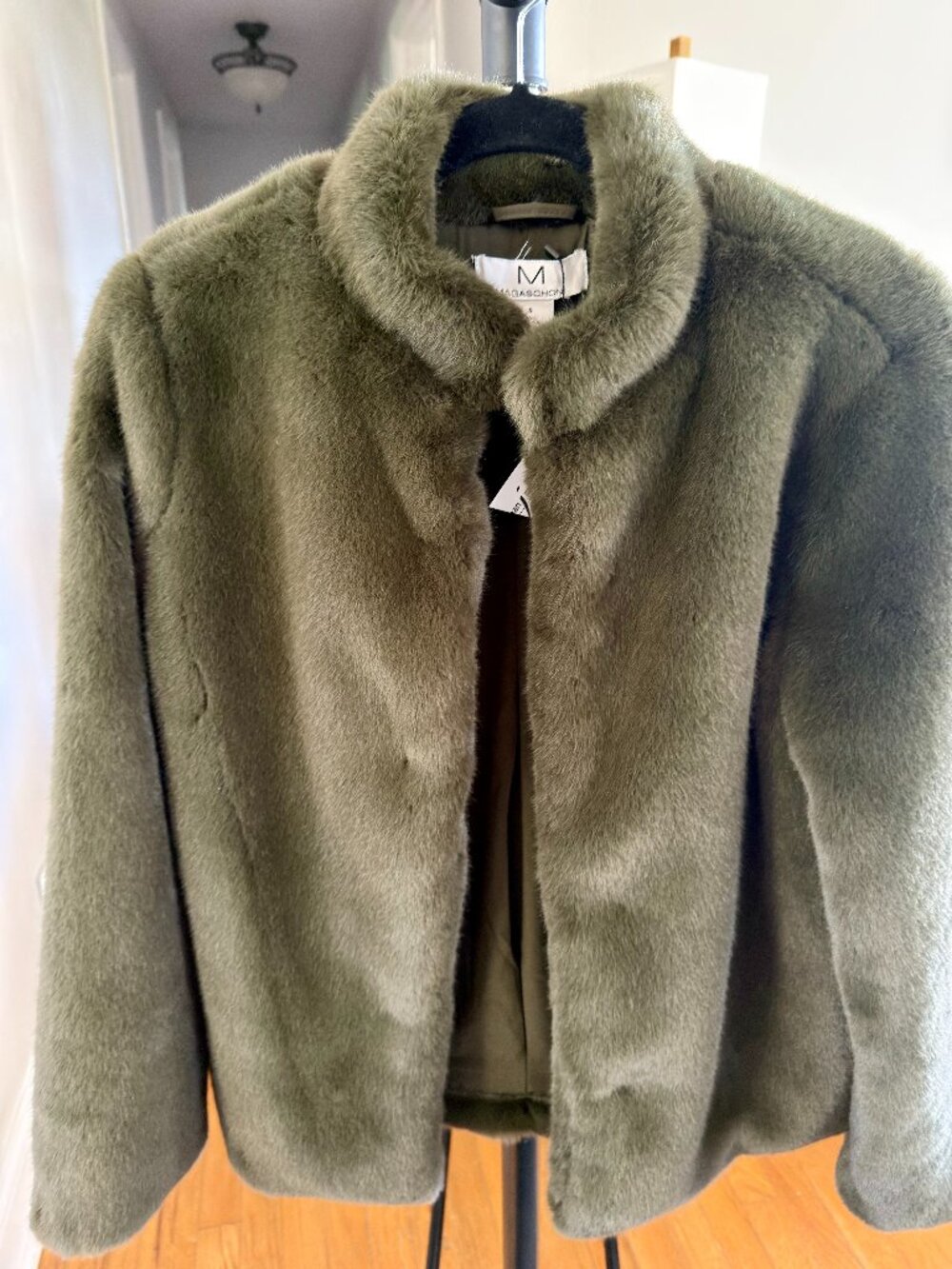 Olive Green Faux Fur Coat - Magaschoni